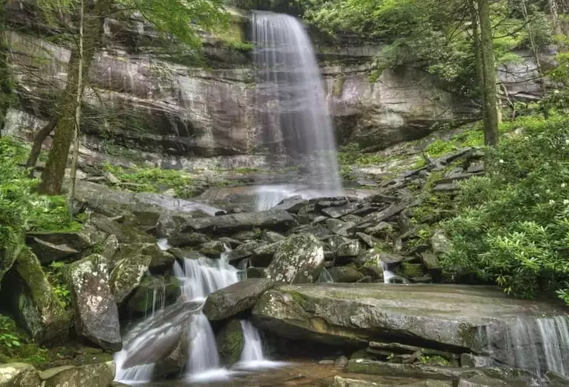 rainbow falls in the smoky mountains