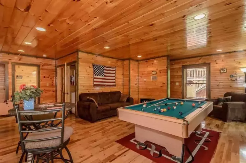 pool table in 3 bedroom cabin