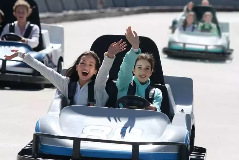 two young girls having fun on go kart in Pigeon Forge TN