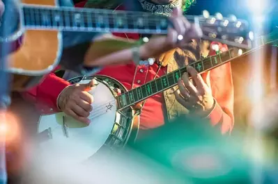 A guitarist and banjo player in a bluegrass band.