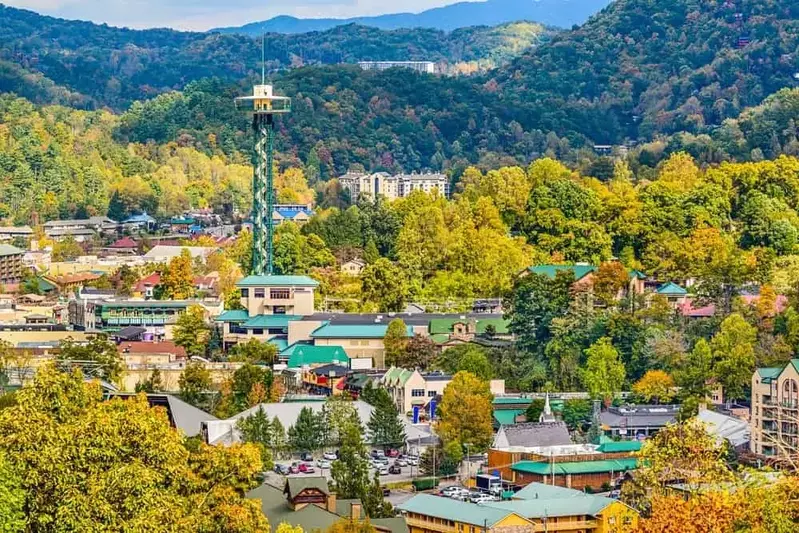 downtown gatlinburg aerial view