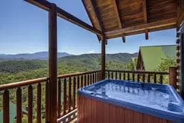 View of the Smoky Mountains from a cabin with hot tub