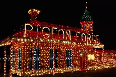 A Pigeon Forge Winterfest lights display.