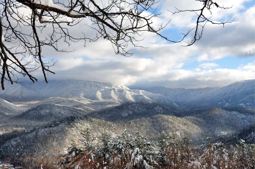 Admiring the snow covered scenery is one of the best things to do in the Smoky Mountains in winter.