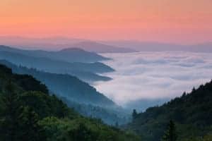Beautiful sunrise photo in the Great Smoky Mountains National Park.