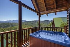 View of the Smoky Mountains from a cabin with hot tub