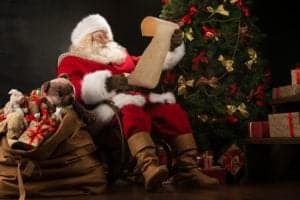 Santa Claus reading his list.