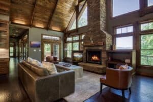 fireplace in cabin rental