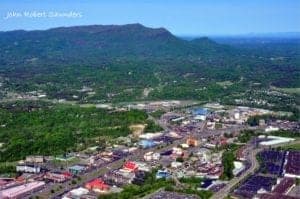 Aerial shot over Pigeon forge jpg