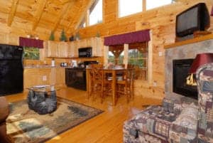living room in mountain lake hideaway