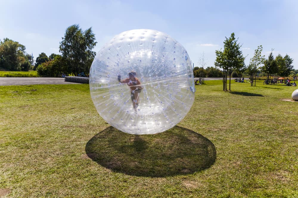zorbing at outdoor gravity park in pigeon forge