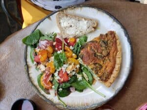 quiche and salad at pottery house cafe