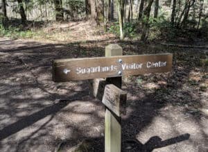 Sugarlands Visitor Center sign in Great Smoky National Park