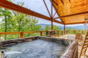 hot tub at a large Gatlinburg cabin rental